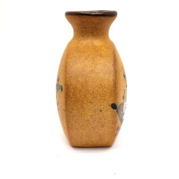 Vintage Mexican Tonala Netzi Pottery Bud Vase Mid Century Bird Floral Design - Picture 4 of 9